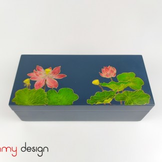 Rectangular lacquer box with the hinge engraved with lotus pond 10*22*H8cm